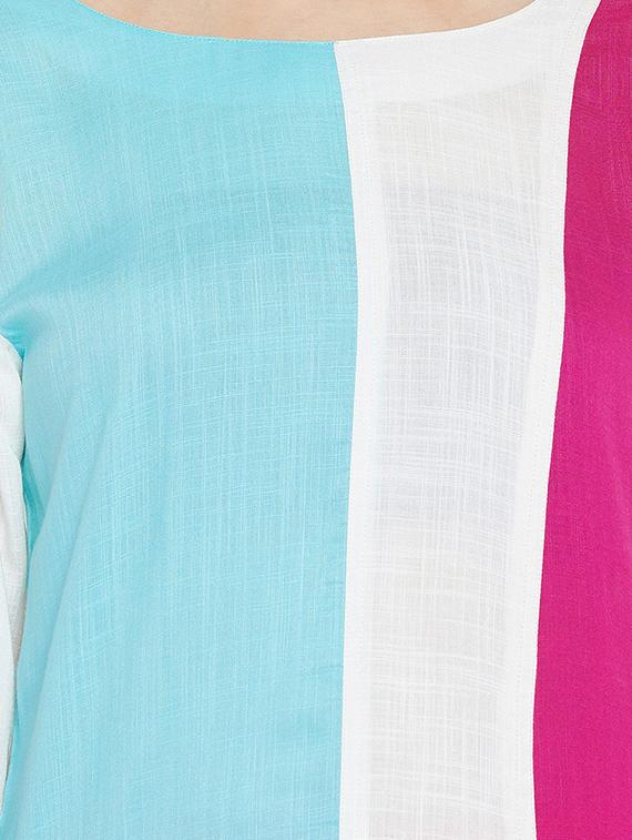 color block straight kurta - 16302411 - Zoom Image - 4