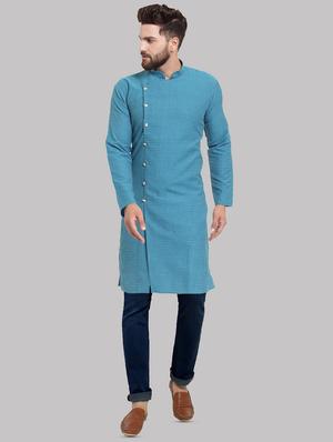 blue printed long kurta - 16302527 - Standard Image - 4