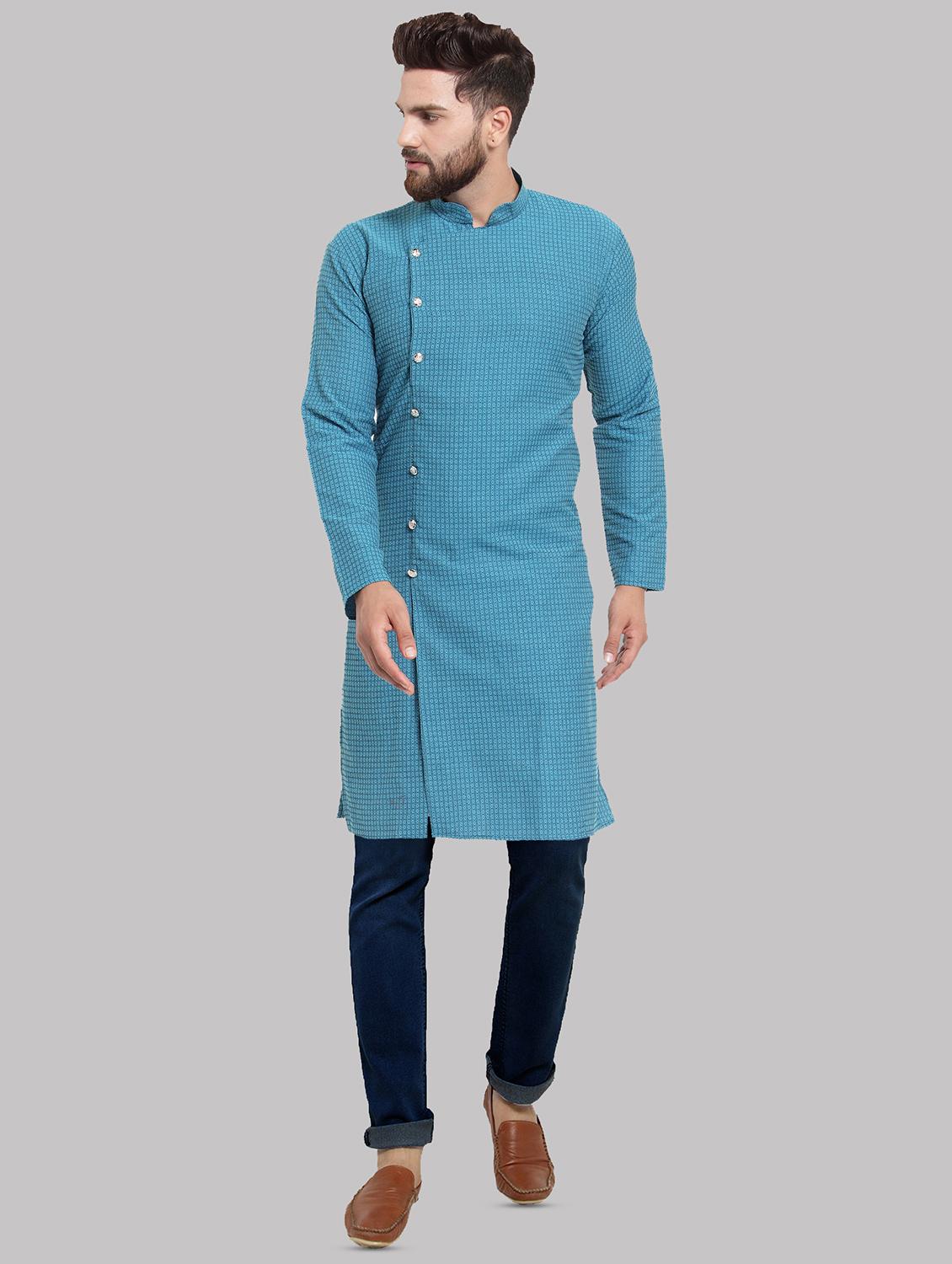 blue printed long kurta - 16302527 - Zoom Image - 4