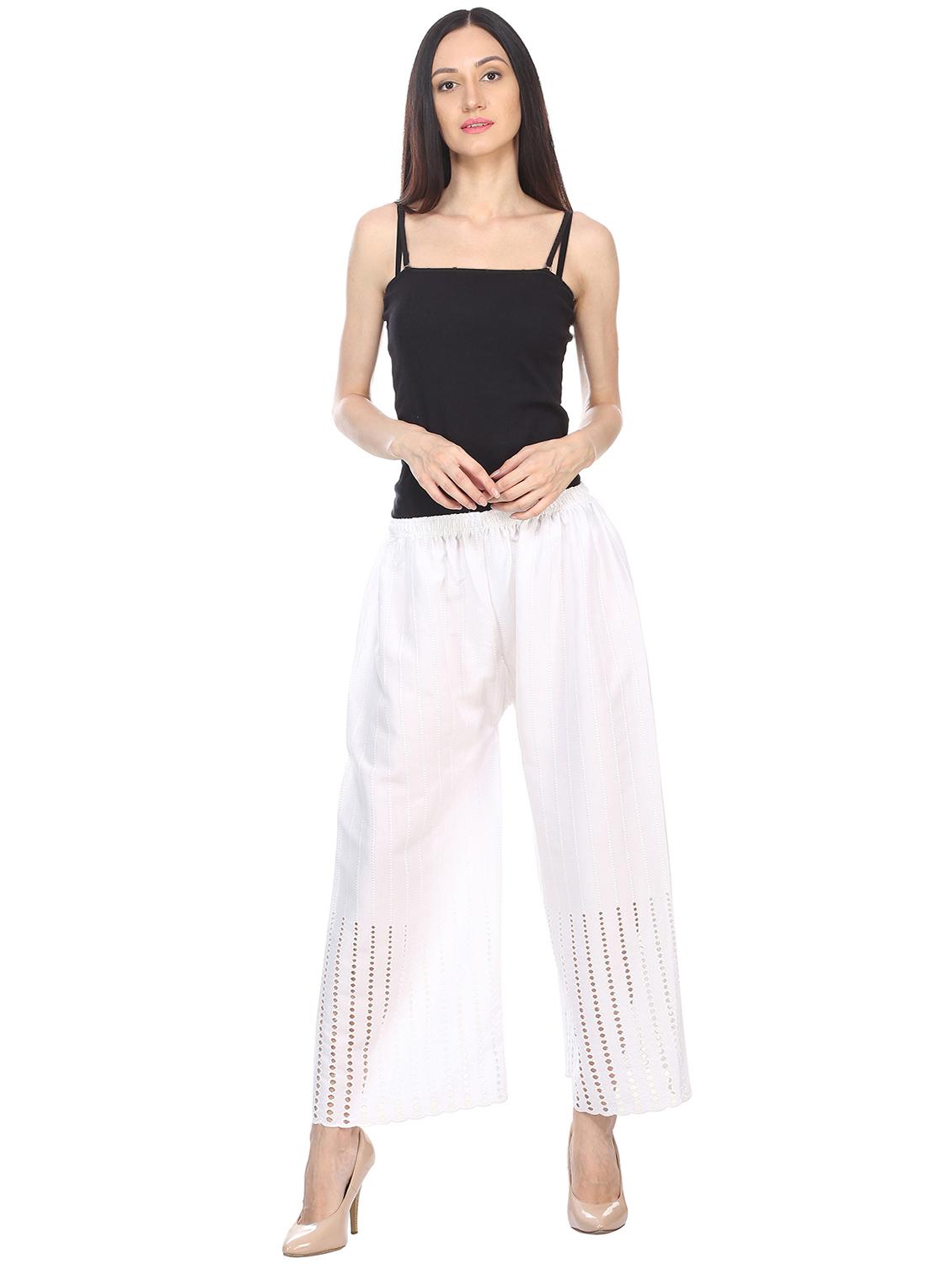 Solid embroidered palazzo - 16302789 - Zoom Image - 4