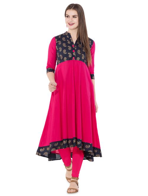 foil printed high-low kurta - 16302920 - Standard Image - 1