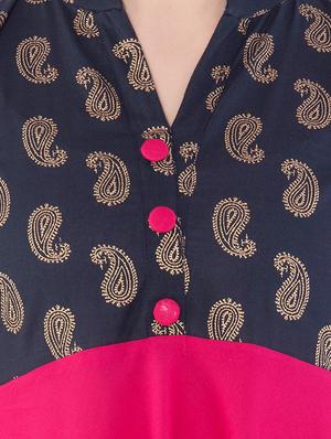 foil printed high-low kurta - 16302920 - Standard Image - 4