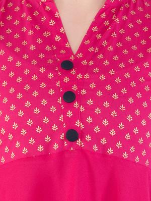 Block printed high-low kurta - 16302921 - Standard Image - 4
