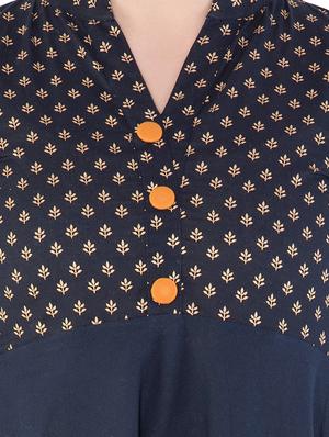 foil printed high-low kurta - 16302922 - Standard Image - 4