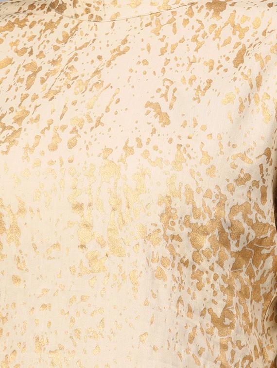 gold foil printed straight kurta - 16303447 - Zoom Image - 4