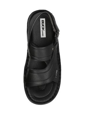 black leatherette back strap sandals - 16304679 - Standard Image - 4