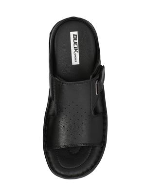 black leatherette slip on sandals - 16304681 - Standard Image - 4
