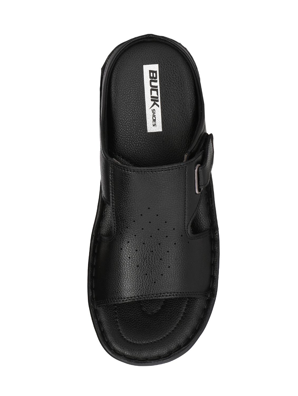 black leatherette slip on sandals - 16304681 - Zoom Image - 4