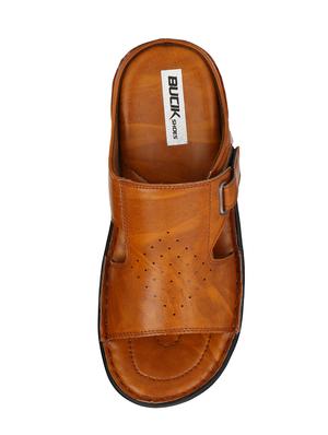 tan leatherette slip on sandals - 16304682 - Standard Image - 4