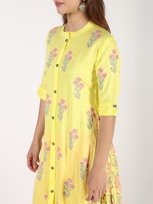 floral asymmetric kurta palazzo set - 16308010 - Standard Image - 4