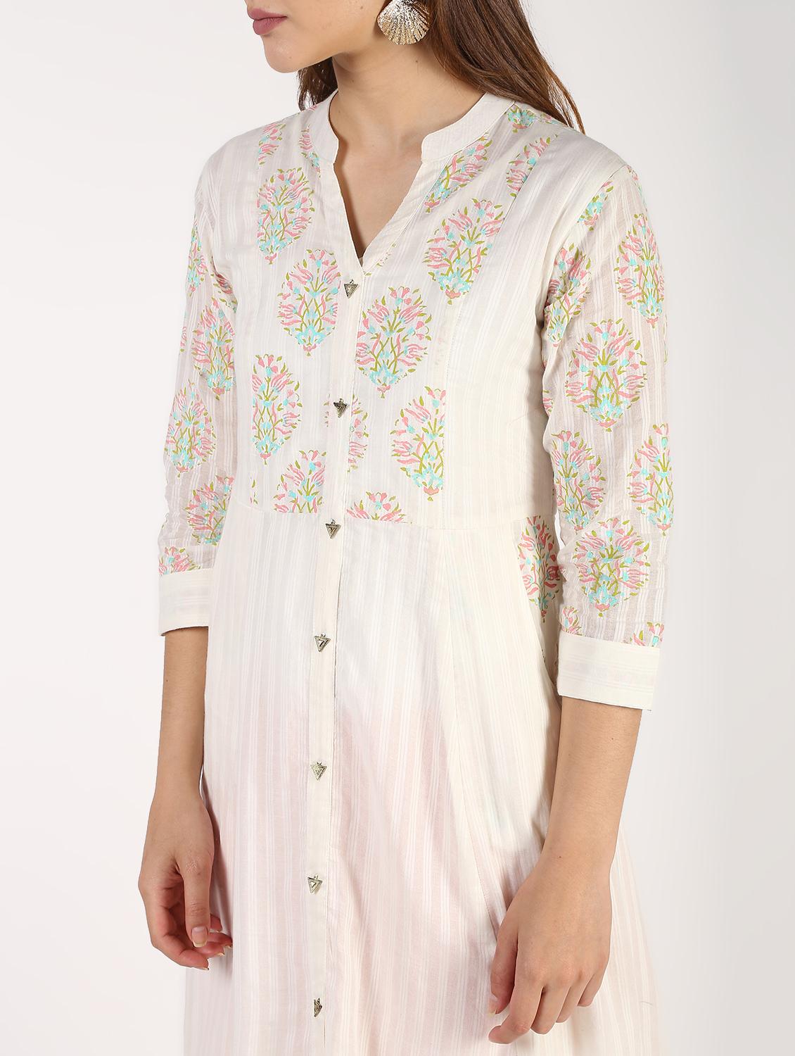 block printed layered kurta - 16308029 - Zoom Image - 4