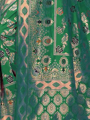 floral zari motif banarasi saree with blouse - 16308647 - Standard Image - 4
