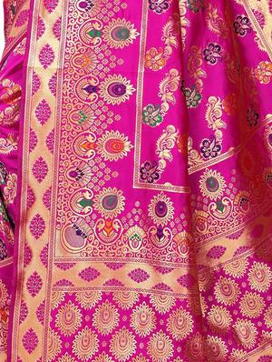 floral zari motif banarasi saree with blouse - 16308648 - Standard Image - 4