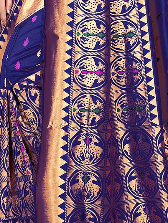 conversational zari motif banarasi saree with blouse - 16308651 - Zoom Image - 4