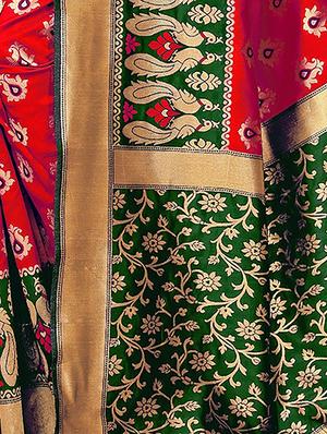 conversational zari motif banarasi saree with blouse - 16308654 - Standard Image - 4