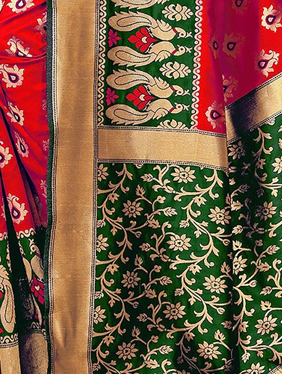 conversational zari motif banarasi saree with blouse - 16308654 - Zoom Image - 4