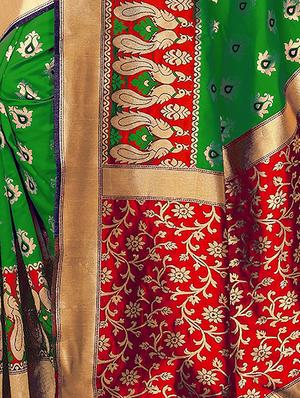 conversational zari motif banarasi saree with blouse - 16308655 - Standard Image - 4