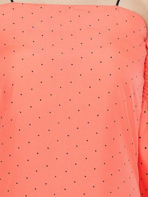pin dots cold shoulder a-line dress - 16308833 - Standard Image - 4