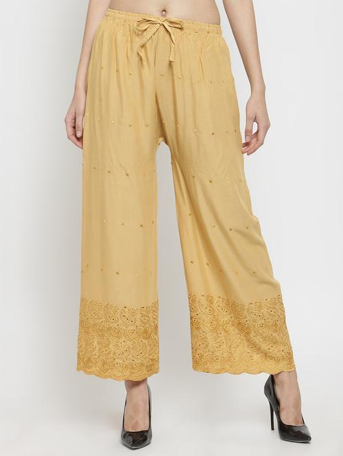 embroidered solid palazzo - 16309470 - Standard Image - 1