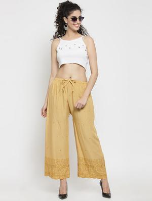 embroidered solid palazzo - 16309470 - Standard Image - 4