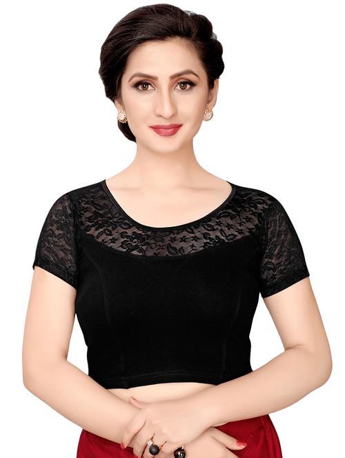 net sleeves solid blouse - 16310188 - Standard Image - 1