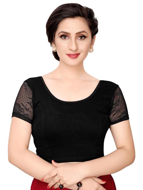 Net sleeves solid blouse - 16310199 - Standard Image - 1