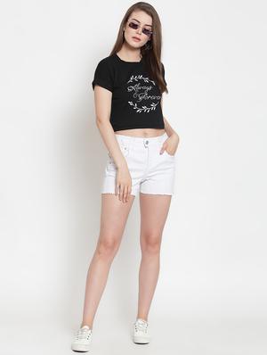 turn up sleeved graphic print crop top - 16310246 - Standard Image - 4