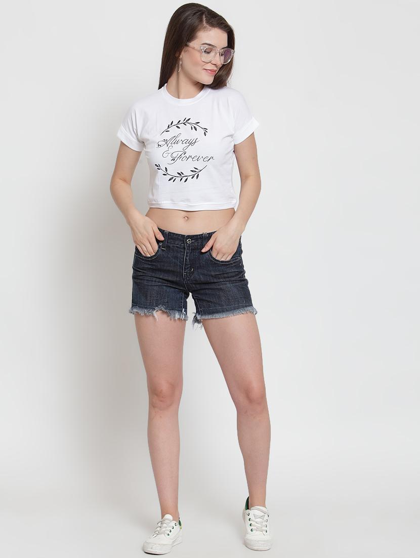 turn up sleeved graphic print crop top - 16310251 - Zoom Image - 4