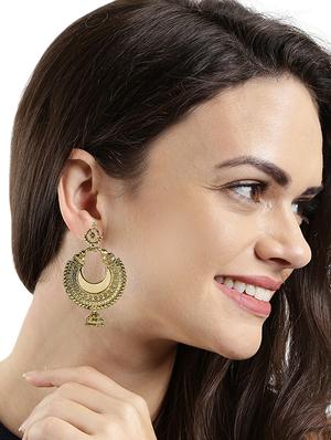 gold brass jhumka earring - 16310554 - Standard Image - 4