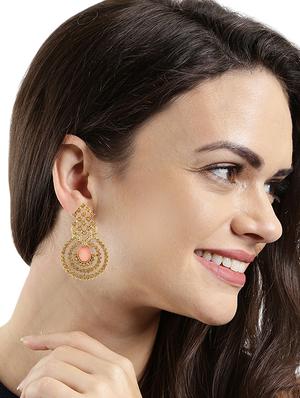 gold brass drop earring - 16310572 - Standard Image - 4