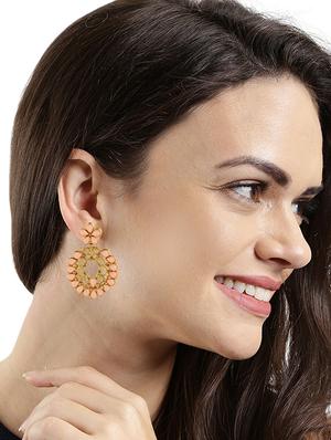 pink brass drop earring - 16310581 - Standard Image - 4
