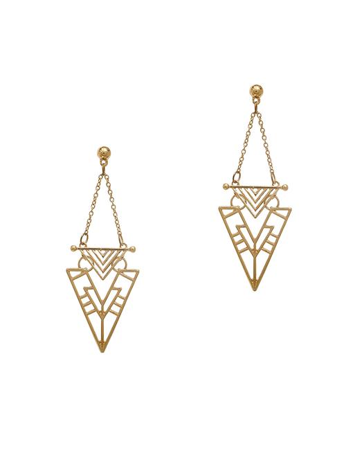gold metal drop earring - 16311662 - Standard Image - 1