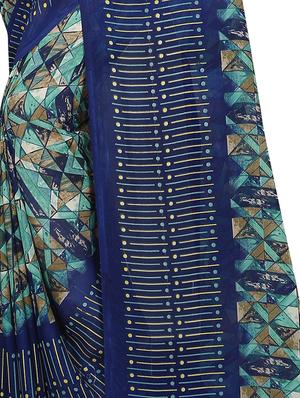 geometrical printed saree with blouse - 16312484 - Standard Image - 4