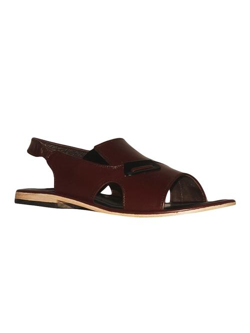 maroon leatherette back strap sandals - 16312571 - Standard Image - 1
