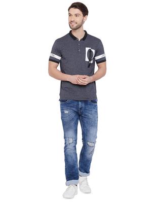 blue solid t-shirt - 16312747 - Standard Image - 4