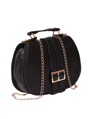 black leatherette (pu) regular sling bag - 16313273 - Standard Image - 4
