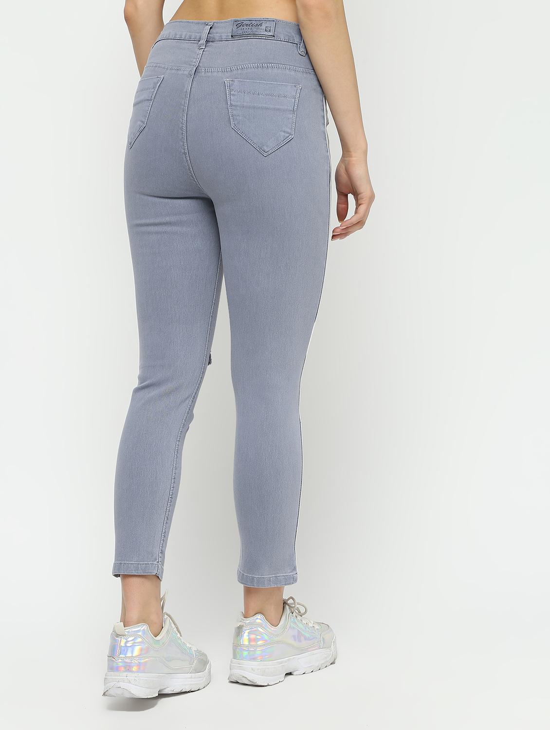 side taped knee slit jeans - 16313345 - Zoom Image - 4