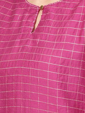 checkered straightkurta - 16313953 - Standard Image - 4