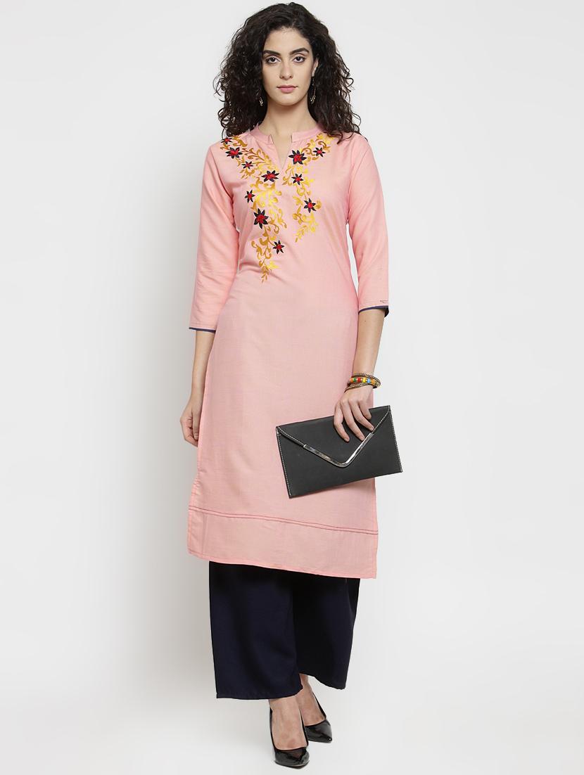 embroidered straight kurta - 16313971 - Zoom Image - 4