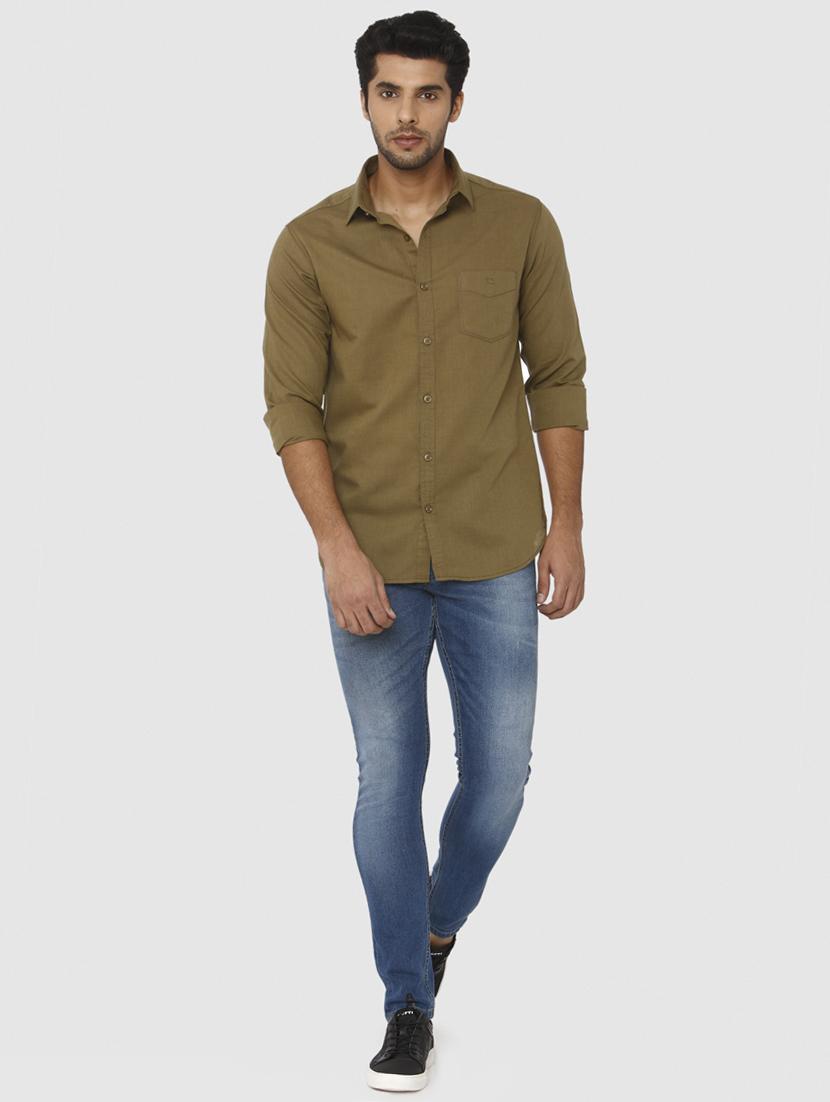 brown solid casual shirt - 16314279 - Zoom Image - 4