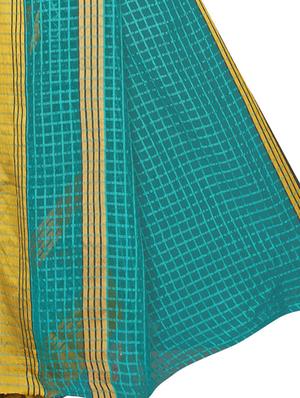 checkered zari motif woven saree with blouse - 16314737 - Standard Image - 4