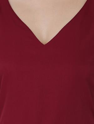 v neck solid maxi dress - 16314824 - Standard Image - 4
