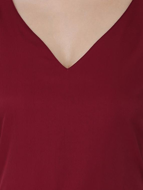 v neck solid maxi dress - 16314824 - Zoom Image - 4