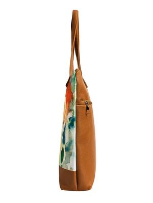 brown leatherette (pu) printed tote - 16315158 - Standard Image - 4