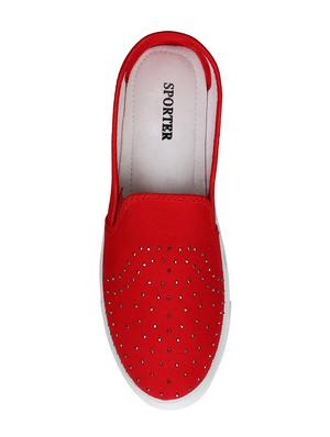 red slip on casual shoes - 16315174 - Standard Image - 4