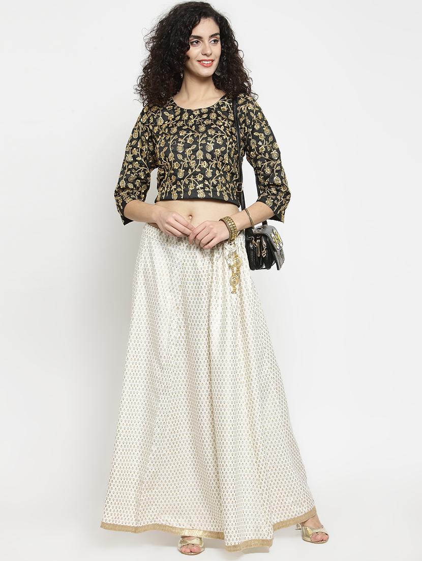 foil printed flared skirt - 16315209 - Zoom Image - 4