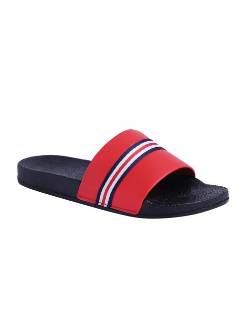 red leatherette slip on flip flops - 16315733 - Standard Image - 1