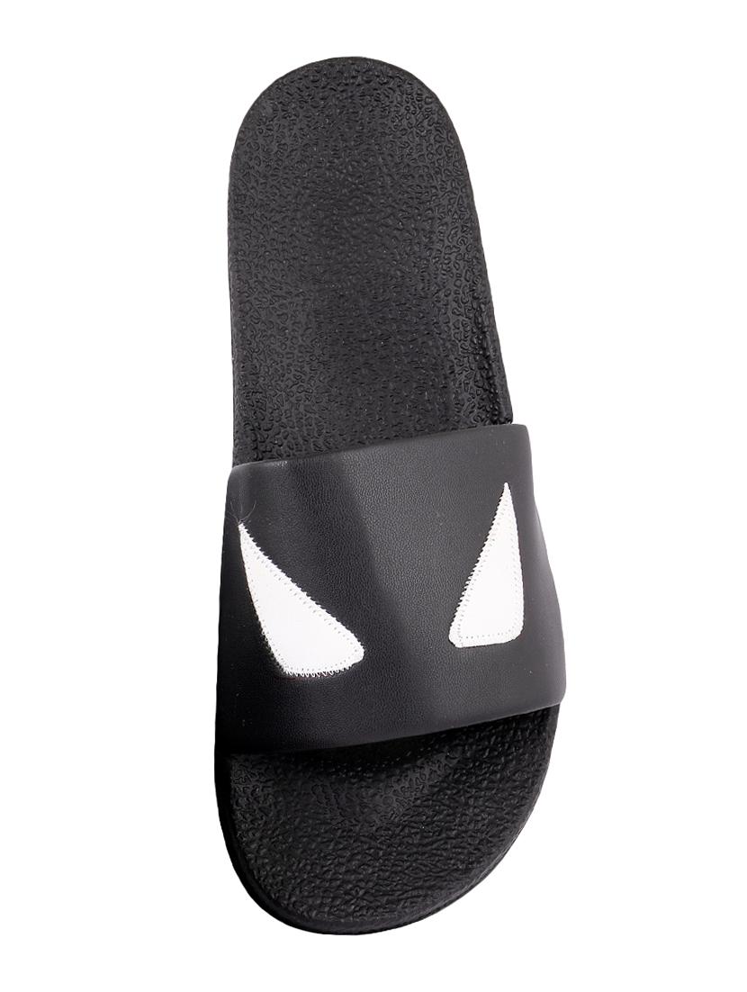 black leatherette slip on flip flops - 16315742 - Zoom Image - 4