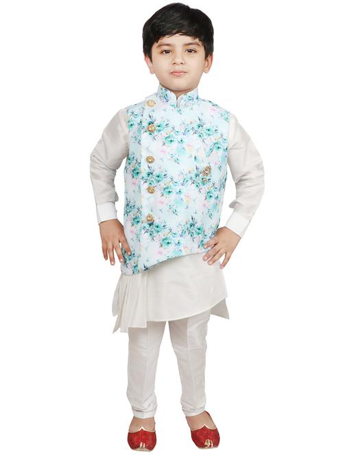 white silk blend kurta set - 16315774 - Standard Image - 1