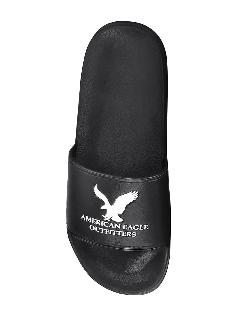 black leatherette slip on flip flops - 16315976 - Zoom Image - 4